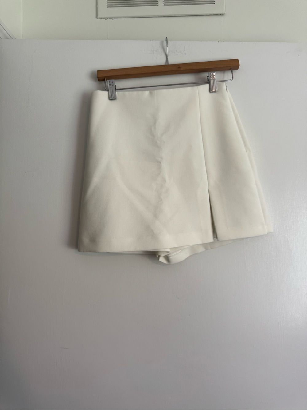 Zara Cream Mini Skort with Front Wrap Panel